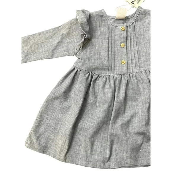 Korango Kid's Gray Button Up Fit & Flare Modern Vintage Dress Size 6-12 Month - Picture 6 of 7